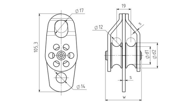  Блок-ролик Вертикаль двойной сталь с подшипником в Саратове  