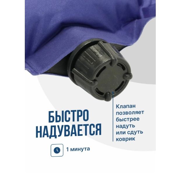 Коврик Следопыт самонадувающийся 192x63x3cм стандарт,синий/серый